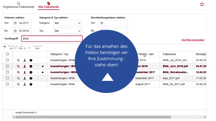 Video Dokumententransfer, Auswertungen, Kassenbuch, Video-Konferenz